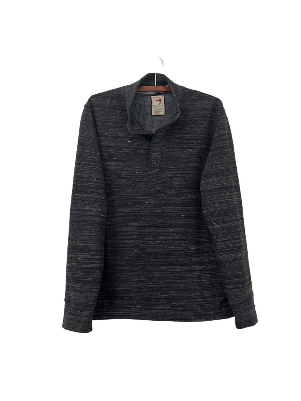 Relwen Huckberry Dark Gray 1/4 Button Pullover Sweater Mens Size Medium